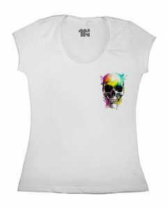 Camiseta Feminina Caveira da Arte de Bolso na internet