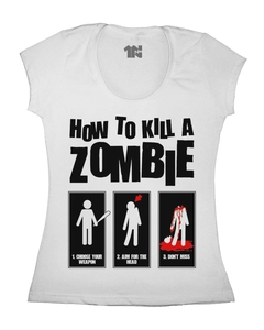 Camiseta Feminina Como Matar Zumbis na internet
