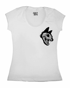 Camiseta Feminina Caveira Felina na internet