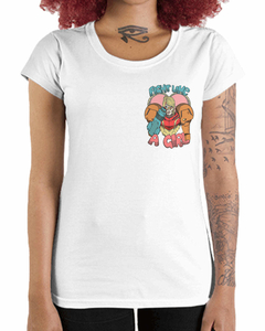 Camiseta Feminina Lute como uma Mercenária Espacial de Bolso