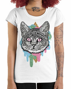 Camiseta Feminina Gato em Cores