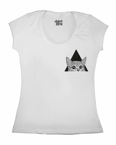 Camiseta Feminina Gato Curioso de Bolso na internet