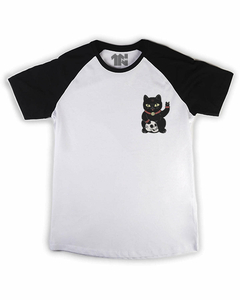 Camiseta Raglan Gato da Sorte de Bolso