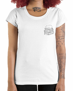 Camiseta Feminina Gato de Livros