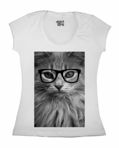 Camiseta Feminina Gato Nerd na internet