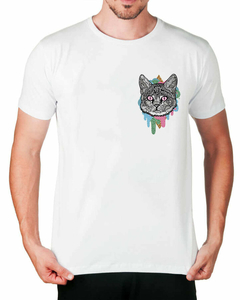 Camiseta Gato em Cores de Bolso - comprar online