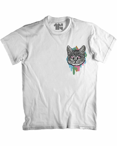 Camiseta Gato em Cores de Bolso