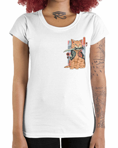 Camiseta Feminina Gato Yakuza de Bolso