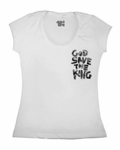 Camiseta Feminina Deus Salve o Rei de Bolso na internet