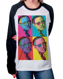 Camiseta Raglan Manga Longa Hawking Warhol na internet