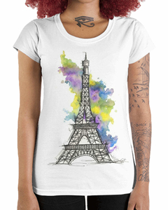 Camiseta Feminina Paris Aquarela