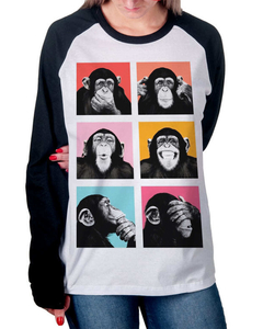 Camiseta Raglan Manga Longa Primatas na internet