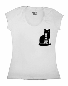 Camiseta Feminina Gato Sauron de Bolso na internet