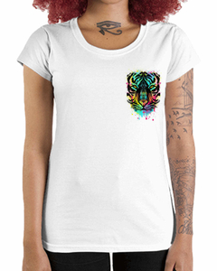 Camiseta Feminina Tigre Pintado de Bolso
