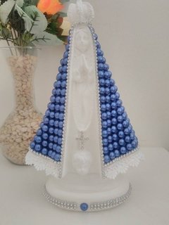 Imagem Nossa Senhora Aparecida Perola Azul 24cm Gesso - MÃE RAINHA ARTIGOS RELIGIOSOS