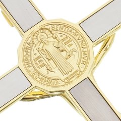 Crucifixo de parede São Bento - Dourado 17,5cm na internet