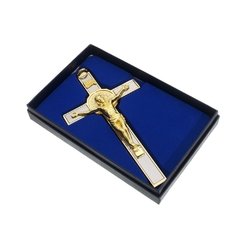 Crucifixo de parede São Bento - Dourado 17,5cm - loja online