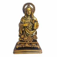 Imagem de Imaculado Coração de Maria de Mármore com Pintura em Bronze - 23 cm na internet