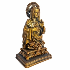 Imagem de Imaculado Coração de Maria de Mármore com Pintura em Bronze - 23 cm - MÃE RAINHA ARTIGOS RELIGIOSOS