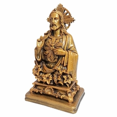 Imagem de Sagrado Coração de Jesus Busto em Mármore com Pintura em Bronze - 22 cm na internet