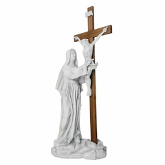 Imagem de Santa Rita Contempla Jesus na Cruz em Mármore - 53cm na internet