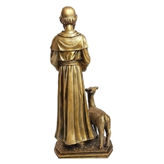 Imagem de São Francisco Com Animal de Mármore Com Pintura Em Bronze - 42 cm na internet