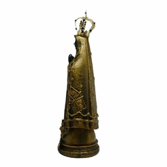 Imagem Nossa Senhora Aparecida com Coroa de Metal em Mármore com Pintura em Bronze - 24cm - MÃE RAINHA ARTIGOS RELIGIOSOS