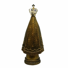 Imagem Nossa Senhora Aparecida com Coroa de Metal em Mármore com Pintura em Bronze - 24cm - loja online
