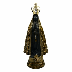 Imagem Nossa Senhora Aparecida com Coroa de Metal em Mármore com Pintura em Bronze - 24cm