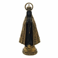 Imagem Nossa Senhora Aparecida em Mármore com Pintura em Bronze 30cm