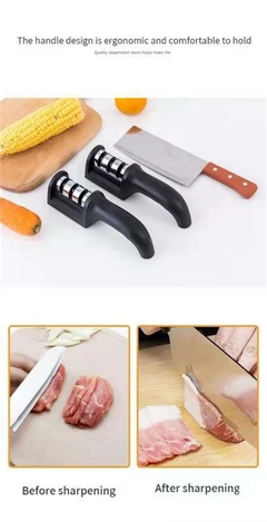 Afiador de facas de cozinha de 3 segmentos doméstico multifuncional portátil na internet
