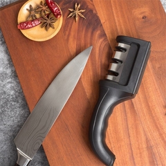 Afiador de facas de cozinha de 3 segmentos doméstico multifuncional portátil - comprar online
