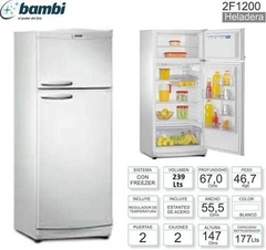 Heladera Bambi 2F1200 blanca con freezer 239L 220V - comprar online