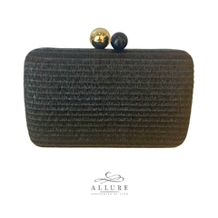 Bolsa clutch palha preto