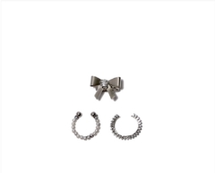 KIT DE EAR CUFF LAÇO PRATEADO