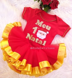 Body Natal Vermelho e saia tutu