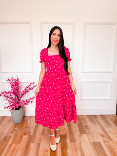 Vestido Midi - Rosa Flores (COD 09) - comprar online