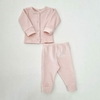 Conjunto de plush bastonado pantalon y campera rosa - Talle 1