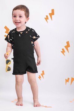 Jardinero Waffle Negro - 18 meses - comprar online