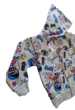 Campera frisa con capucha estampada - Talle 18 meses - comprar online