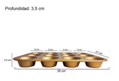 MOLDE MUFFINS x12 CUPCAKES C/ DOBLE CAPA ANTIADHERENTE HUDSON en internet