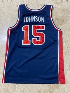 Camisa Rara Nike Basquete USA Gold Medal 92 Juvenil Azul Earvin Johnson 15 na internet