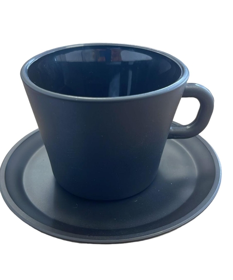 Taza de cafe con plato tango negro DURAX (1091/NE)