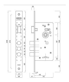 Cerradura Puerta Exterior 3 Pernos Reforzada Kallay 4008 - comprar online