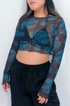 Cropped Tule Dragão Azul