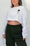 Cropped Rose Manga Longa