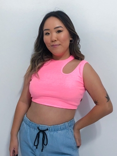 Cropped Recortado Regata Rosa Neon - comprar online