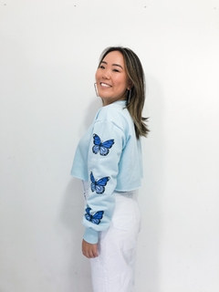 Cropped Moletom Butterfly Azul - comprar online