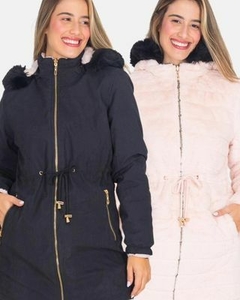 Parkas Feminina Dupla Face Com Touca