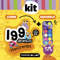 KIT LIVRO 199 DESENHOS PARA COLORIR - MONSTRENGOS + AQUARELA 12 CORES na internet